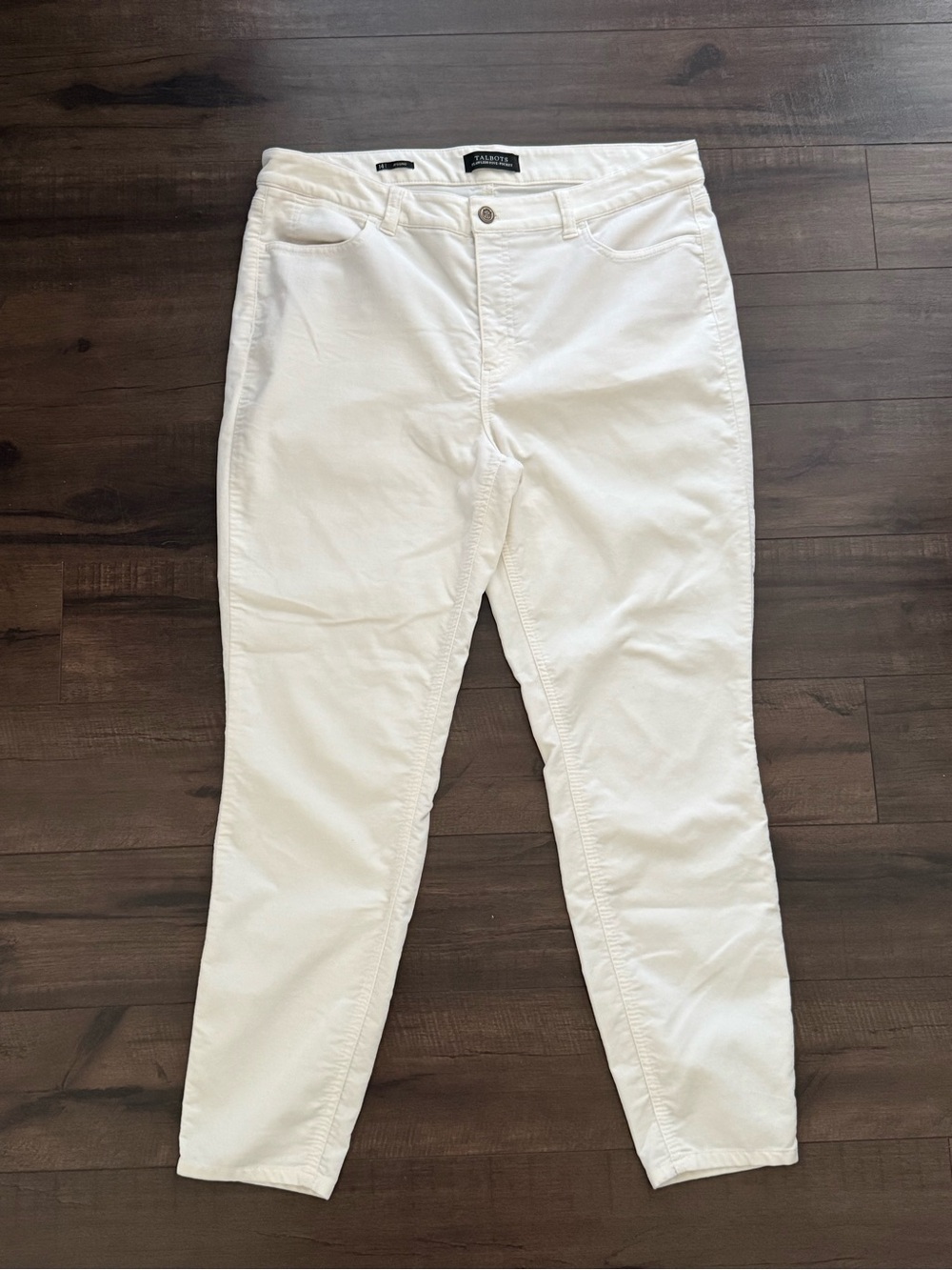 Talbots Flawless Cream Velveteen Jeggings Size 14 Stretch